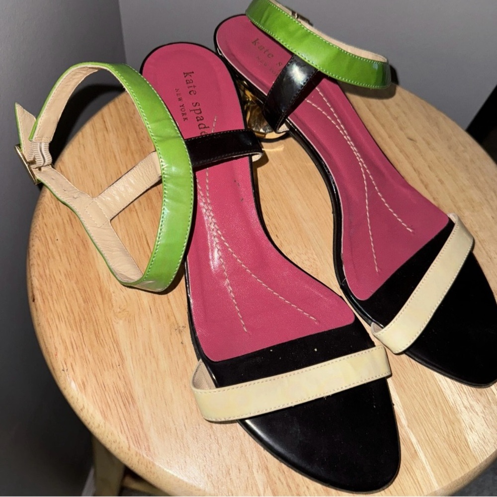 Kate Spade Black and Green Heeled Sandals